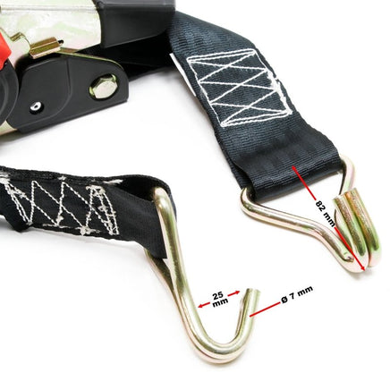 4er SET Automatik Zurrgurt , 750 daN Zuglast 1,8m x 50mm PES Spanngurt mit Spitzhaken selbst aufrollend - B&B Shop - 2000 Stockerau