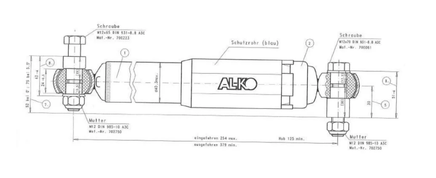 Achsstoßdämpfer, blau, - 1350 kg, 254 mm, 125 mm Hub, AL - KO - B&B Shop - 2000 Stockerau