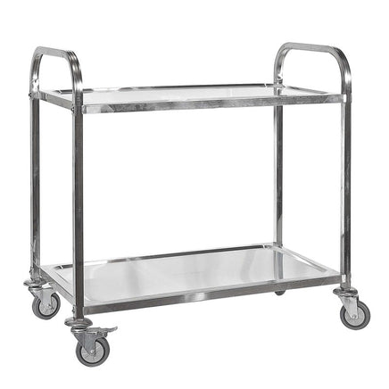 Edelstahl massiv, Werkstattwagen, Werkbank, Leichtlaufräder mit Bremsen, 2 Etagen bis 150kg - B&B Shop - 2000 Stockerau