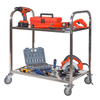 Edelstahl massiv, Werkstattwagen, Werkbank, Leichtlaufräder mit Bremsen, 2 Etagen bis 150kg - B&B Shop - 2000 Stockerau