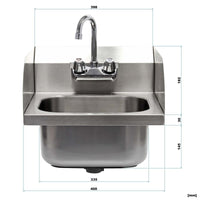Edelstahl Waschbecken mit Innenbecken, 3 - seitigem Spritzschutz für Gastronomie Küche Werkstatt, Komplettset mit Armatur und Anschlüsse - B&B Shop - 2000 Stockerau