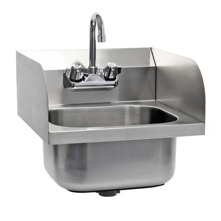 Edelstahl Waschbecken mit Innenbecken, 3 - seitigem Spritzschutz für Gastronomie Küche Werkstatt, Komplettset mit Armatur und Anschlüsse - B&B Shop - 2000 Stockerau
