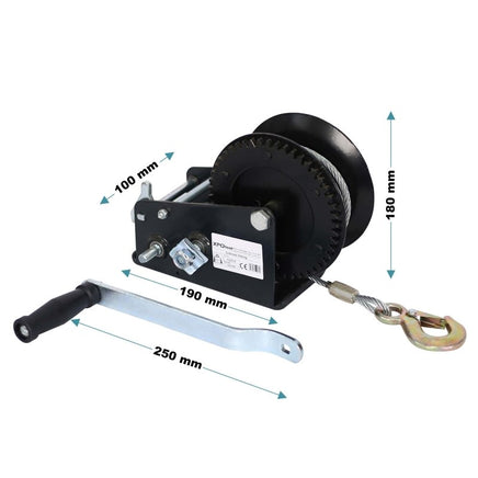 Handseilwinde bis 1500kg Übersetzung mit 10m Seil, handbetrieben, Forstseilwinde - B&B Shop - 2000 Stockerau