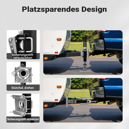 Stützfuß 900 kg Kurbel seitlich mit Schwenkhalterung, höhenverstellbare Anhängerstütze Fußpedal, Wohnwagen, Anhänger, - B&B Shop - 2000 Stockerau