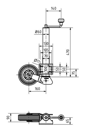WW Stützrad 200x60mm vollautomatisch inkl. Befestigung - B&B Shop - 2000 Stockerau