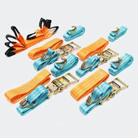 Spanngurt 4er Komplett-Set Zurrgurte für den Autotransport, 50mmx3,5m, 3000 daN, Rad Gurt, Reifengurt
