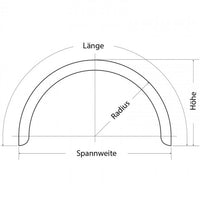 Einachs-Kotflügel rund, Stahl, B 200 mm, SW 750 mm, Bordwandbefestigung z.b Pongratz