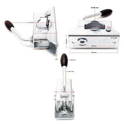 Komplett-SET Anhänger Stützrad bis 150kg inkl. Klemmhalter & Schellen 70mm Rohrdeichsel,-B&B Shop - 2000 Stockerau